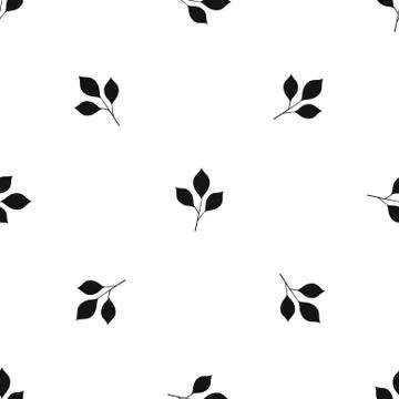 Cherry leaves pattern seamless black Stock Illustration
