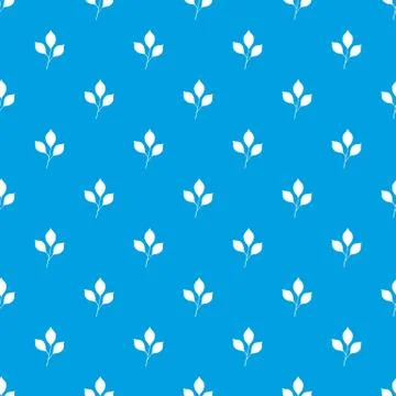 Cherry leaves pattern seamless blue Stock Illustration