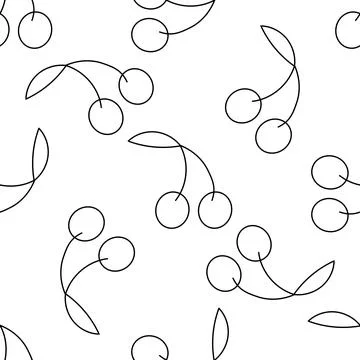 Cherry with leaves Summer pattern Bright berry 스톡 일러스트