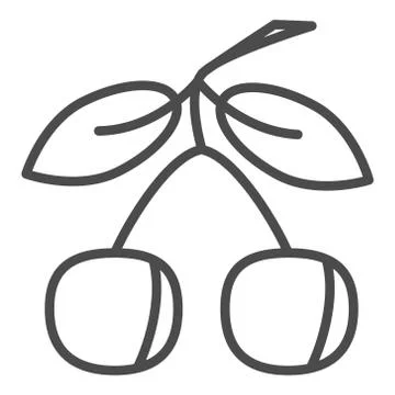 Cherry line icon, outline vector sign, linear pictogram isolated on white. logo Stock Illustration