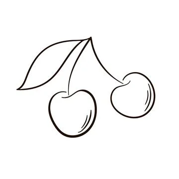 Cherry line icon, outline vector sign, linear isolated on white. Isolated hand Stock Illustration