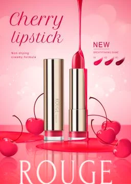 Cherry lipstick ads Stock Illustration
