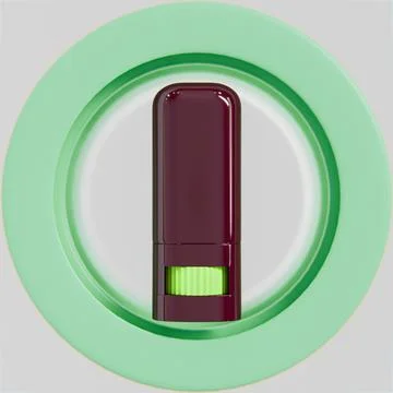 Cherry lipstick packaging mockup, Rotating Solid lip blam container Stock Illustration