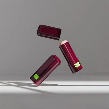 Cherry lipstick packaging mockup, Rotating Solid lip blam container Stock Illustration