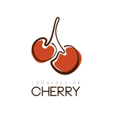 Cherry logo design, creative template with two ripe cherries can be used for Stock Illustration