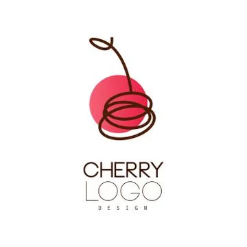Cherry logo design, creative template for cafe, bar, club, store, package, price Stock Illustration