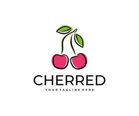 Cherry Logo Design. Fruit Vector Design. Fruitage Illustration Stock Illustration