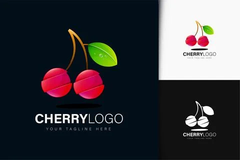 Cherry logo design with gradient Stock Illustration