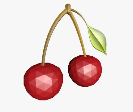 Cherry low poly Stock Illustration
