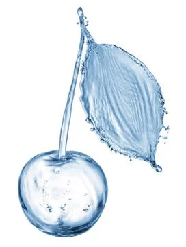 Cherry made out of water splashes isolated on white Stock Illustration