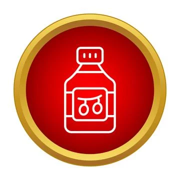 Cherry medicinal syrup bottle flat style icon Stock Illustration