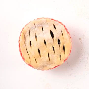 Cherry mini pie is ready to bake. Preparation stage Stock Photos