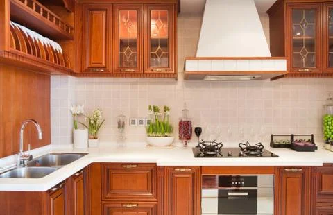 Cherry modern kitchen Stock Photos