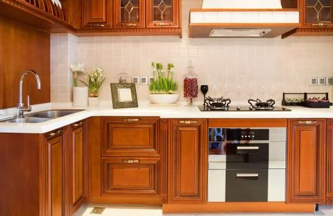 Cherry modern kitchen Stock Photos