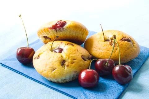 Cherry muffins Stock Photos
