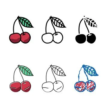 Cherry multistyle berry color icon vector Stock Illustration