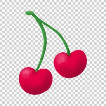Cherry with Noisy Shadow hand drawn illustration  Stock Illustration