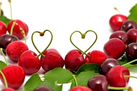 Cherry; objects on white background Stock Photos