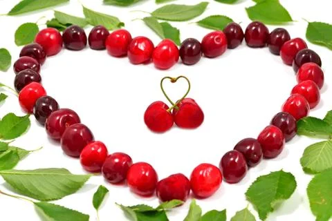 Cherry objects on white background Stock Photos