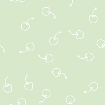 Cherry one whole line vector seamless pattern Stock Illustration