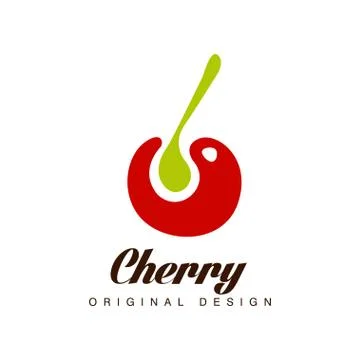 Cherry original design, creative logo template can be used for cafe, bar, club Stock Illustration