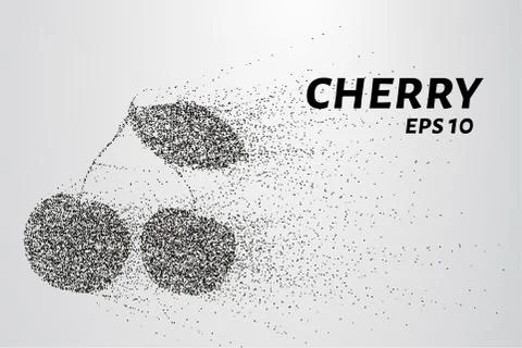 Cherry from the particles. Cherry consists of circles and points. Vector il.. Stock Illustration