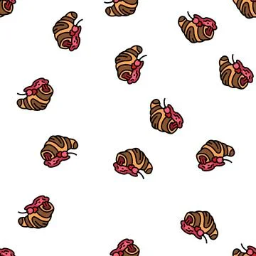 Cherry pastry vector seamless pattern Stock Illustration
