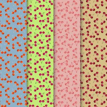 Cherry Pattern Collection Illustrazione stock