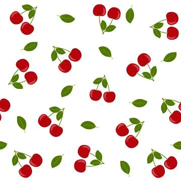 Cherry pattern, color vector illustration Stock Illustration