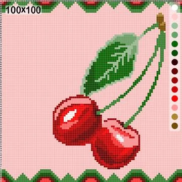 Cherry pattern for cross-stitch Stock Illustration
