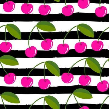 Cherry pattern design in pink color Stock Illustration