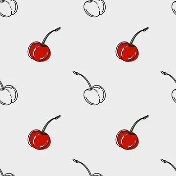 Cherry pattern design for textile and wrapping paper in seamless print Illustrazione stock