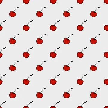 Cherry pattern design for textile and wrapping paper with seamless repeat Illustrazione stock