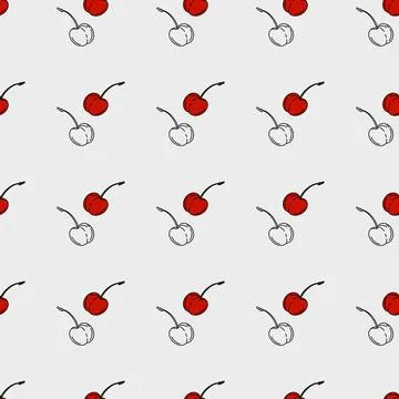 Cherry pattern design for textile and packaging applications in vibrant red.. Illustrazione stock