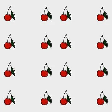 Cherry pattern design for textile and wrapping paper with a seamless repeat Stock Illustration