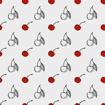 Cherry pattern design for textile wrapping and packaging in seamless print .. Stock Illustration