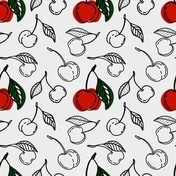 Cherry pattern design for textile wrapping and packaging use in modern decor Stock Illustration