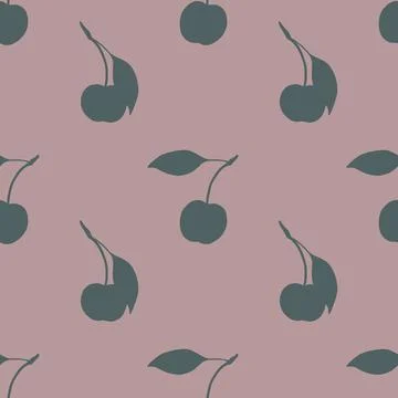Cherry pattern design for textiles and packaging in soft watercolor style Stock Photos
