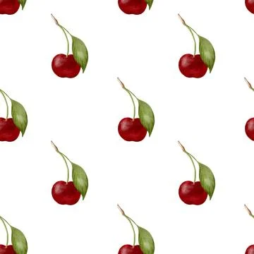 Cherry pattern design in watercolor for seamless textile and packaging appl.. Stock Illustration