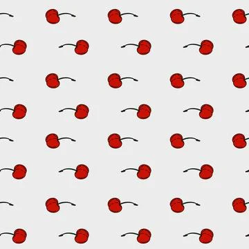 Cherry pattern fabric design featuring seamless red cherries on a neutral b.. Stock Illustration