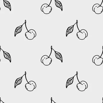 Cherry pattern fabric print ideal for textile applications and packaging de.. Illustrazione stock