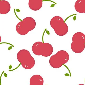 Cherry pattern in flat style on white background Stock Illustration