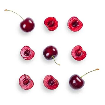 Cherry pattern isolated on white Stock Photos