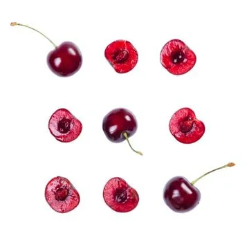 Cherry pattern isolated on white Stock Photos