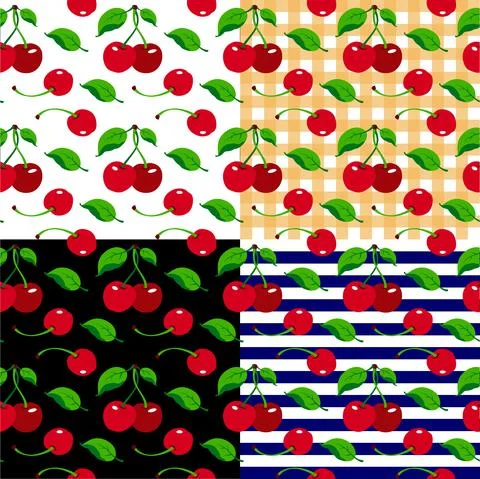 Cherry pattern on other background, wrapping paper, seamless pattern, vector  Illustrazione stock