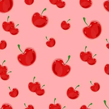 Cherry pattern on pink background. Vector Stock Illustration