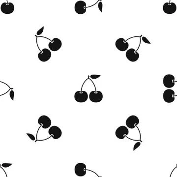 Cherry pattern seamless black Stock Illustration