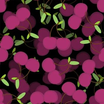 Cherry pattern seamless. Cherries background. food vector texture Stock Illustration