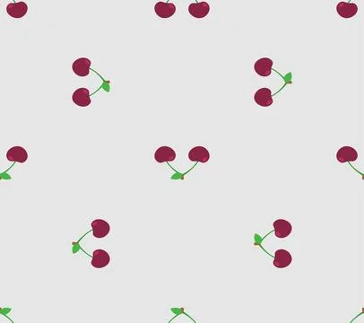 Cherry pattern seamless. Cherries background. Ornament of kids fabric Stock Illustration