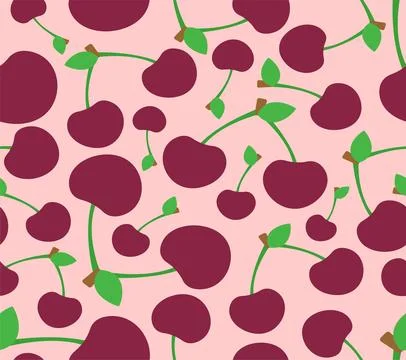 Cherry pattern seamless. Cherries background. Ornament of kids fabric Stock Illustration